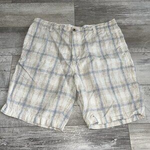Tommy Bahama Relax Plaid 100% Linen Mens Golf Casual Shorts Size 38" x 10"